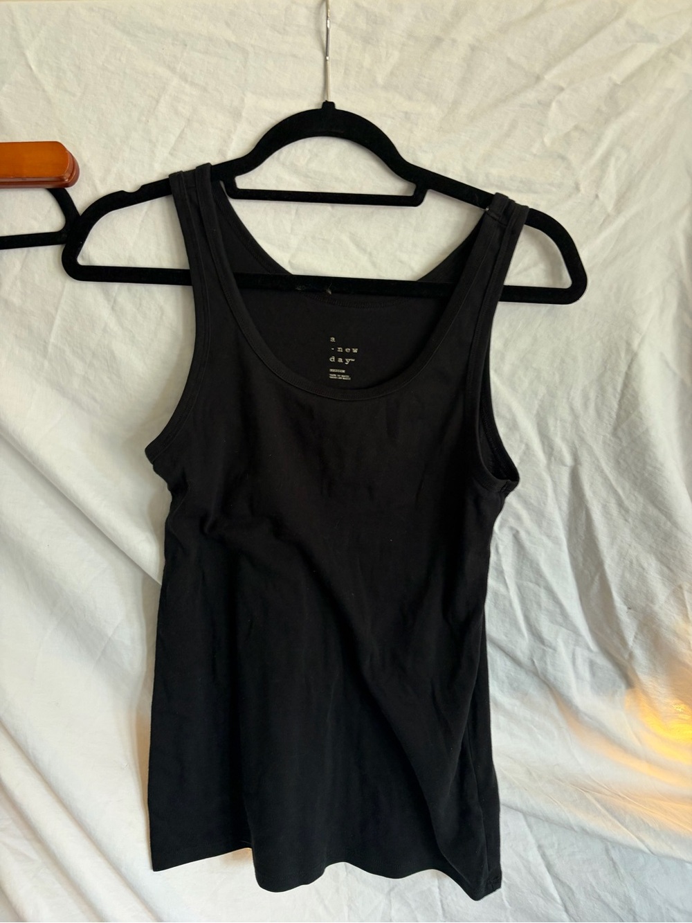 a new day Black Ribbed Scoop Tank Top